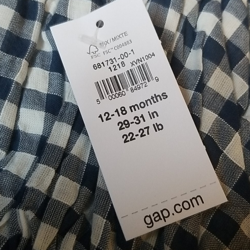 NWT Gap baby navy gingham print dress (size 12-18 mo) - Picture 7 of 13